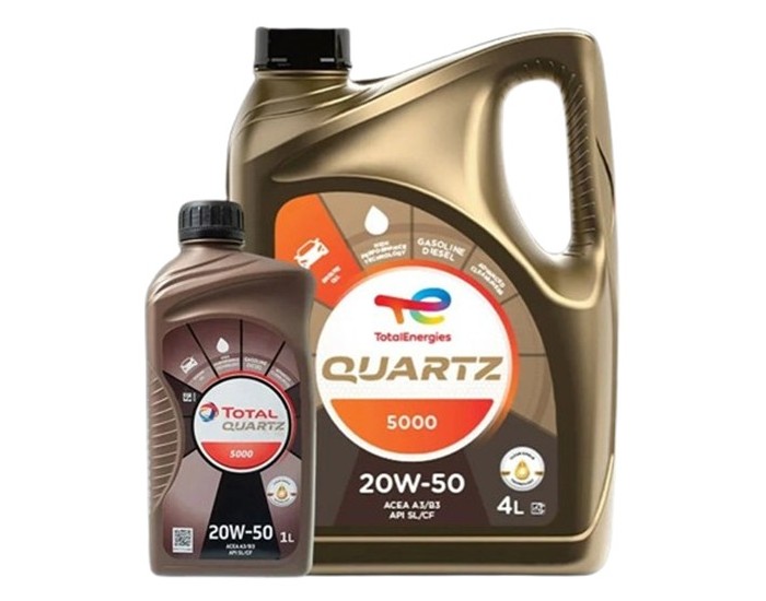 Bidon de lubrifiant TotalEnergies QUARTZ 5000 20W-50 de 4 litres